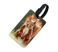 Durable TPU Luggage Tag with Information Card, Scratch-Resistant Travel Bag Tag, Red Squirrel Suitcase Tags for Bags & Tools, Black-Style