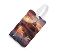 Durable TPU Luggage Tag with Information Card, Scratch-Resistant Travel Bag Tag, Rome Sunset Suitcase Tags for Bags & Tools, White-Style