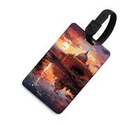 Durable TPU Luggage Tag with Information Card, Scratch-Resistant Travel Bag Tag, Rome Sunset Suitcase Tags for Bags & Tools, Black-Style
