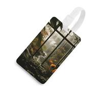 Durable TPU Luggage Tag with Information Card, Scratch-Resistant Travel Bag Tag, Scenery in The Window Suitcase Tags for Bags & Tools, White-Style