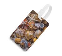 Durable TPU Luggage Tag with Information Card, Scratch-Resistant Travel Bag Tag, Sea Shell Treasures Suitcase Tags for Bags & Tools, White-Style