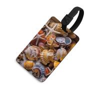Durable TPU Luggage Tag with Information Card, Scratch-Resistant Travel Bag Tag, Sea Shell Treasures Suitcase Tags for Bags & Tools, Black-Style
