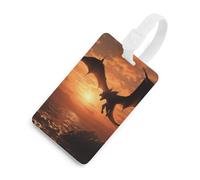 Durable TPU Luggage Tag with Information Card, Scratch-Resistant Travel Bag Tag, Sea Sunset Flying Dragon Suitcase Tags for Bags & Tools, White-style, One Size, classic