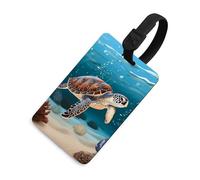 Durable TPU Luggage Tag with Information Card, Scratch-Resistant Travel Bag Tag, Sea Turtle Swimming Suitcase Tags for Bags & Tools, Black-style, One Size, classic