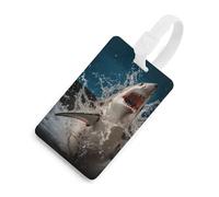 Durable TPU Luggage Tag with Information Card, Scratch-Resistant Travel Bag Tag, Shark Attack Fish Suitcase Tags for Bags & Tools, White-style, One Size, classic