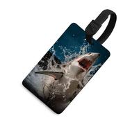 Durable TPU Luggage Tag with Information Card, Scratch-Resistant Travel Bag Tag, Shark Attack Fish Suitcase Tags for Bags & Tools, Black-style, One Size, classic