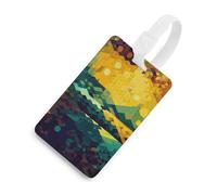 Durable TPU Luggage Tag with Information Card, Scratch-Resistant Travel Bag Tag, Shiny Hexagon Suitcase Tags for Bags & Tools, White-Style