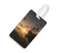 Durable TPU Luggage Tag with Information Card, Scratch-Resistant Travel Bag Tag, Ship in The Lake Sunset Suitcase Tags for Bags & Tools, White-style, One Size, classic