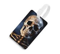 Durable TPU Luggage Tag with Information Card, Scratch-Resistant Travel Bag Tag, Skeleton Suitcase Tags for Bags & Tools, White-Style