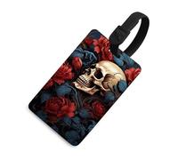 Durable TPU Luggage Tag with Information Card, Scratch-Resistant Travel Bag Tag, Skull Image Poster Suitcase Tags for Bags & Tools, Black-style, One Size, classic