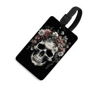 Durable TPU Luggage Tag with Information Card, Scratch-Resistant Travel Bag Tag, Skull in Darkness Suitcase Tags for Bags & Tools, Black-style, One Size, classic