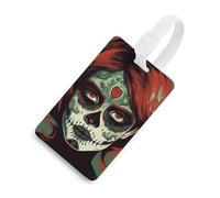 Durable TPU Luggage Tag with Information Card, Scratch-Resistant Travel Bag Tag, Skull Makeup Suitcase Tags for Bags & Tools, White-Style