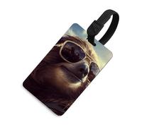Durable TPU Luggage Tag with Information Card, Scratch-Resistant Travel Bag Tag, Sloth with Sunglasses Suitcase Tags for Bags & Tools, Black-style, One Size, classic