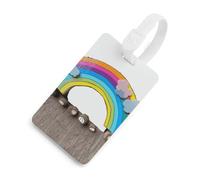 Durable TPU Luggage Tag with Information Card, Scratch-Resistant Travel Bag Tag, Small Rainbow Suitcase Tags for Bags & Tools, White-style, One Size, classic