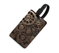 Durable TPU Luggage Tag with Information Card, Scratch-Resistant Travel Bag Tag, Steampunk Mechanical Gears Suitcase Tags for Bags & Tools, Black-style, One Size, classic