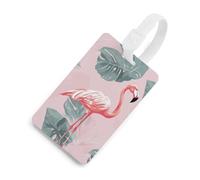 Durable TPU Luggage Tag with Information Card, Scratch-Resistant Travel Bag Tag, Summer Flamingo Palm Leaves Suitcase Tags for Bags & Tools, White-Style