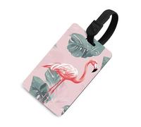 Durable TPU Luggage Tag with Information Card, Scratch-Resistant Travel Bag Tag, Summer Flamingo Palm Leaves Suitcase Tags for Bags & Tools, Black-Style
