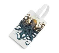 Durable TPU Luggage Tag with Information Card, Scratch-Resistant Travel Bag Tag, Sun Ocean Octopus Suitcase Tags for Bags & Tools, White-style, One Size, classic