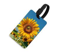 Durable TPU Luggage Tag with Information Card, Scratch-Resistant Travel Bag Tag, Sunflower Blooming Flowers Plants Suitcase Tags for Bags & Tools, Black-style, One Size, classic