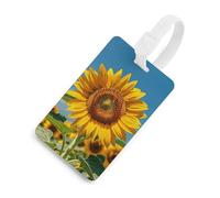 Durable TPU Luggage Tag with Information Card, Scratch-Resistant Travel Bag Tag, Sunflower Blooming Flowers Plants Suitcase Tags for Bags & Tools, White-Style