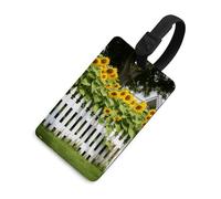 Durable TPU Luggage Tag with Information Card, Scratch-Resistant Travel Bag Tag, Sunflowers White Picket Fence Suitcase Tags for Bags & Tools, Black-style, One Size, classic
