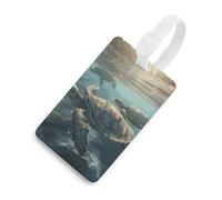 Durable TPU Luggage Tag with Information Card, Scratch-Resistant Travel Bag Tag, Sunny Sea Turtle Suitcase Tags for Bags & Tools, White-style, One Size, classic