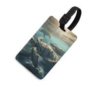 Durable TPU Luggage Tag with Information Card, Scratch-Resistant Travel Bag Tag, Sunny Sea Turtle Suitcase Tags for Bags & Tools, Black-style, One Size, classic