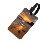 Durable TPU Luggage Tag with Information Card, Scratch-Resistant Travel Bag Tag, Sunrise Beach Suitcase Tags for Bags & Tools, Black-style, One Size, classic