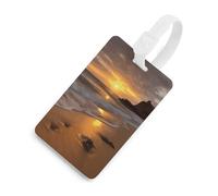 Durable TPU Luggage Tag with Information Card, Scratch-Resistant Travel Bag Tag, Sunrise Beach Suitcase Tags for Bags & Tools, White-Style