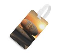 Durable TPU Luggage Tag with Information Card, Scratch-Resistant Travel Bag Tag, Sunrise Landscape Zen Stone Suitcase Tags for Bags & Tools, White-style, One Size, classic