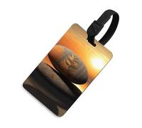Durable TPU Luggage Tag with Information Card, Scratch-Resistant Travel Bag Tag, Sunrise Landscape Zen Stone Suitcase Tags for Bags & Tools, Black-style, One Size, classic