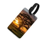 Durable TPU Luggage Tag with Information Card, Scratch-Resistant Travel Bag Tag, Sunrise on Big Tree Suitcase Tags for Bags & Tools, Black-style, One Size, classic