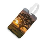 Durable TPU Luggage Tag with Information Card, Scratch-Resistant Travel Bag Tag, Sunrise on Big Tree Suitcase Tags for Bags & Tools, White-style, One Size, classic