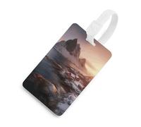 Durable TPU Luggage Tag with Information Card, Scratch-Resistant Travel Bag Tag, Sunrise Over Hamnoy Suitcase Tags for Bags & Tools, White-Style