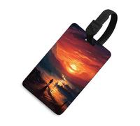Durable TPU Luggage Tag with Information Card, Scratch-Resistant Travel Bag Tag, Sunset Art Suitcase Tags for Bags & Tools, Black-style, One Size, classic