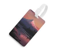 Durable TPU Luggage Tag with Information Card, Scratch-Resistant Travel Bag Tag, Sunset Landscape Mountains Lake Suitcase Tags for Bags & Tools, White-style, One Size, classic