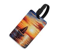 Durable TPU Luggage Tag with Information Card, Scratch-Resistant Travel Bag Tag, Sunset Sailboat Suitcase Tags for Bags & Tools, Black-style, One Size, classic