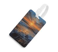 Durable TPU Luggage Tag with Information Card, Scratch-Resistant Travel Bag Tag, Sunset Seascape Suitcase Tags for Bags & Tools, White-Style