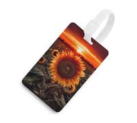 Durable TPU Luggage Tag with Information Card, Scratch-Resistant Travel Bag Tag, Sunset Sunflower Suitcase Tags for Bags & Tools, White-Style