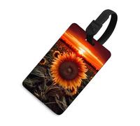 Durable TPU Luggage Tag with Information Card, Scratch-Resistant Travel Bag Tag, Sunset Sunflower Suitcase Tags for Bags & Tools, Black-style, One Size, classic