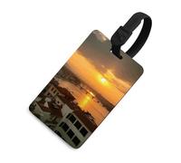 Durable TPU Luggage Tag with Information Card, Scratch-Resistant Travel Bag Tag, Sunset View Suitcase Tags for Bags & Tools, Black-style, One Size, classic