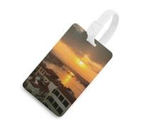 Durable TPU Luggage Tag with Information Card, Scratch-Resistant Travel Bag Tag, Sunset View Suitcase Tags for Bags & Tools, White-style, One Size, classic