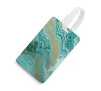 Durable TPU Luggage Tag with Information Card, Scratch-Resistant Travel Bag Tag, Teal and Gold Marble Suitcase Tags for Bags & Tools, White-style, One Size, classic