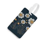 Durable TPU Luggage Tag with Information Card, Scratch-Resistant Travel Bag Tag, Three White Flowers Suitcase Tags for Bags & Tools, White-style, One Size, classic