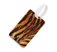 Durable TPU Luggage Tag with Information Card, Scratch-Resistant Travel Bag Tag, Tiger Striped Pattern Suitcase Tags for Bags & Tools, White-Style