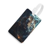 Durable TPU Luggage Tag with Information Card, Scratch-Resistant Travel Bag Tag, Tiger Suitcase Tags for Bags & Tools, White-Style