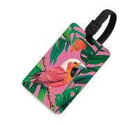 Durable TPU Luggage Tag with Information Card, Scratch-Resistant Travel Bag Tag, Tropical Birds Plant Leaf Suitcase Tags for Bags & Tools, Black-style, One Size, classic