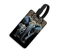 Durable TPU Luggage Tag with Information Card, Scratch-Resistant Travel Bag Tag, Two Elephants on Black Background Two Elephants Suitcase Tags for Bags & Tools, Black-style, One Size, classic
