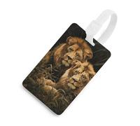 Durable TPU Luggage Tag with Information Card, Scratch-Resistant Travel Bag Tag, Two Lions Suitcase Tags for Bags & Tools, White-style, One Size, classic