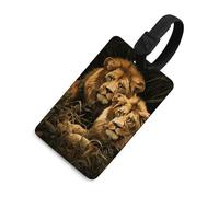 Durable TPU Luggage Tag with Information Card, Scratch-Resistant Travel Bag Tag, Two Lions Suitcase Tags for Bags & Tools, Black-style, One Size, classic